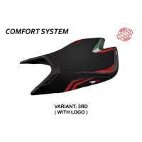 HOUSSE DE SELLE COMPATIBLE APRILIA RSV4 (21-22) MODÈLE LEON SPECIAL COLOR ULTRAG - Logo : AVEC LOGO, Couleur : TRICOLORE, Type : CONFORT