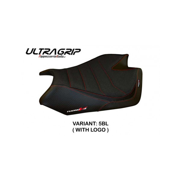 HOUSSE DE SELLE COMPATIBLE APRILIA TUONO V4 (11-20) MODÈLE TANAMI - Logo : AVEC LOGO, Couleur : NOIR, Type : ULTRAGRIP