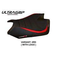 HOUSSE DE SELLE COMPATIBLE APRILIA TUONO V4 (11-20) MODÈLE TANAMI - Couleur : BLANC, Logo : AVEC LOGO, Type : ULTRAGRIP