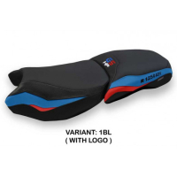 HOUSSE DE SELLE COMPATIBLE BMW R 1250 GS ADVENTURE (19-22) MODÈLE BACENO - Logo : AVEC LOGO, Couleur : BLANC, Type : STANDARD