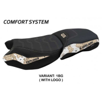 HOUSSE DE SELLE COMPATIBLE BMW R 1250 GS ADVENTURE (19-22) MODÈLE MAPELLO MPS - Logo : AVEC LOGO, Couleur : BEIGE, Type : CONFORT 