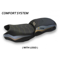 HOUSSE DE SELLE COMPATIBLE BMW R 1250 GS (19-22) MODÈLE BATNA - Type : CONFORT, Logo : AVEC LOGO, Couleur : GRIS OR