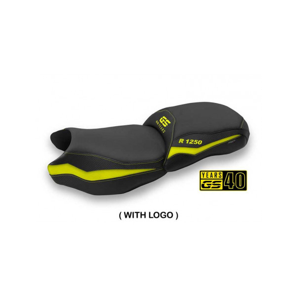 HOUSSE DE SELLE COMPATIBLE BMW R 1250 GS (19-22) MODÈLE LINXI - Logo : AVEC LOGO, Couleur : JAUNE, Type : STANDARD