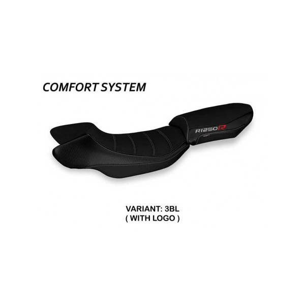 HOUSSE DE SELLE COMPATIBLE BMW R 1250 R (19-22) MODÈLE POLICORO 1 - Logo : AVEC LOGO, Couleur : ARGENT, Type : CONFORT