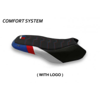 HOUSSE DE SELLE COMPATIBLE BMW R 1200/1250 GS RALLYE (17-22) MODÈLE FAVRIA - Type : CONFORT, Logo : AVEC LOGO, Couleur : COULEUR HP