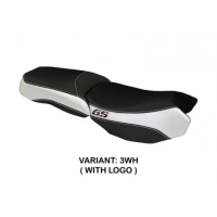 HOUSSE DE SELLE COMPATIBLE BMW R 1200 GS ADVENTURE (13-18) MODÈLE BOLOGNA CARBON - Logo : AVEC LOGO, Couleur : BLANC, Type : STANDARD
