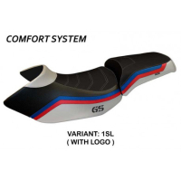 HOUSSE DE SELLE COMPATIBLE BMW R 1200 GS (05-12) MODÈLE LYON 1 - Logo : AVEC LOGO, Couleur : ARGENT, Type : CONFORT