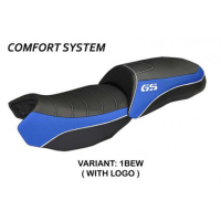 HOUSSE DE SELLE COMPATIBLE BMW R 1200 GS (13-18) MODÈLE ORTIGIA BORD 2 - Logo : AVEC LOGO, Couleur : NOIR BLEU, Type : CONFORT 