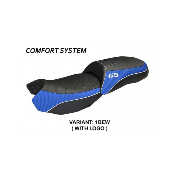 HOUSSE DE SELLE COMPATIBLE BMW R 1200 GS (13-18) MODÈLE ORTIGIA BORD 2 - Logo : AVEC LOGO, Couleur : NOIR BLEU, Type : CONFORT