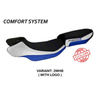 HOUSSE DE SELLE COMPATIBLE BMW R 1200 R (15-18) MODÈLE AURELIA SPECIAL COLOR - Logo : AVEC LOGO, Couleur : BLANC BLEU, Type : CONFORT 