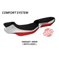 HOUSSE DE SELLE COMPATIBLE BMW R 1200 R (15-18) MODÈLE AURELIA SPECIAL COLOR - Type : CONFORT, Logo : AVEC LOGO, Couleur : BLANC BLEU