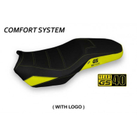 HOUSSE DE SELLE COMPATIBLE BMW F 750/850 GS (18-22) MODÈLE NYALA - Couleur : JAUNE, Type : CONFORT, Logo : AVEC LOGO