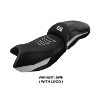 HOUSSE DE SELLE COMPATIBLE BMW R 1250 GS (19-22) MODÈLE EBERN - Couleur : BLANC, Type : CONFORT, Logo : AVEC LOGO
