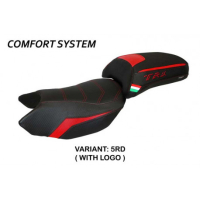 HOUSSE DE SELLE COMPATIBLE BENELLI TRK 502 (17-22) MODÈLE MERIDA STANDARD, NOIR, - Logo : AVEC LOGO, Couleur : ROUGE, Type : CONFORT