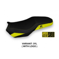 HOUSSE DE SELLE COMPATIBLE BMW F 850 GS ADVENTURE (19-22) MODÈLE DIVO - Couleur : JAUNE, Type : STANDARD, Logo : AVEC LOGO