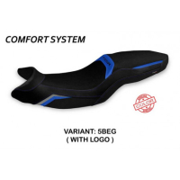 HOUSSE DE SELLE COMPATIBLE BMW F 900 R (19-22) MODÈLE ALMATY SPECIAL COLOR - Type : CONFORT, Logo : AVEC LOGO, Couleur : BLEU-GRIS