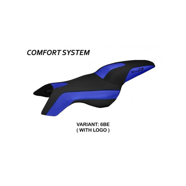 HOUSSE DE SELLE COMPATIBLE BMW K 1200 R (05-08) MODÈLE BOSTON - Couleur : BLEU, Type : STANDARD, Logo : AVEC LOGO