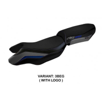 HOUSSE DE SELLE COMPATIBLE BMW R 1250 RS (20-22) MODÈLE BLANCO CONFORT, BLEU-GRI - Logo : AVEC LOGO, Couleur : BLANC ROUGE, Type : CONFORT