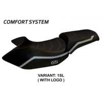 HOUSSE DE SELLE COMPATIBLE BMW R 1200 GS (05-12) MODÈLE LYON 4 - Type : CONFORT, Logo : AVEC LOGO, Couleur : GRIS GRIS