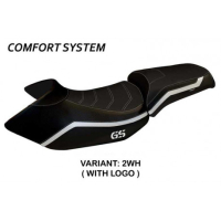 HOUSSE DE SELLE COMPATIBLE BMW R 1200 GS (05-12) MODÈLE LYON 4 - Couleur : BLANC, Type : CONFORT, Logo : AVEC LOGO