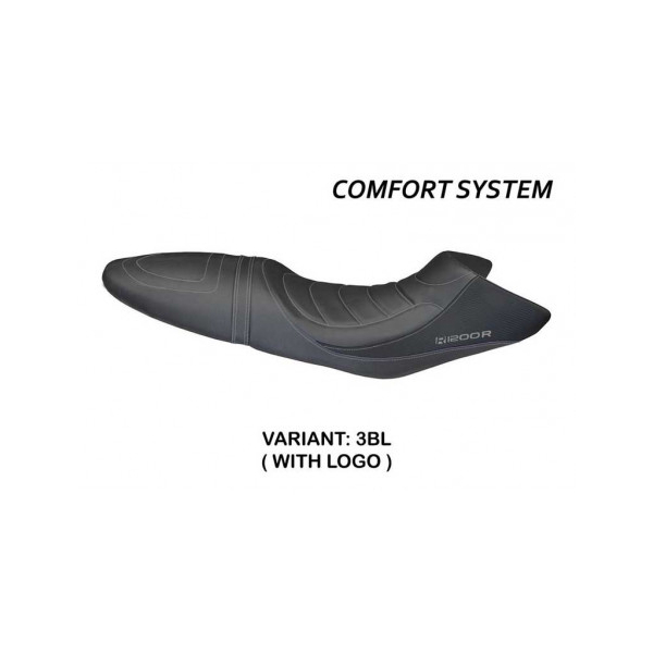HOUSSE DE SELLE COMPATIBLE BMW R 1200 R (06-14) MODÈLE BRUNO - Couleur : NOIR, Type : STANDARD, Logo : AVEC LOGO