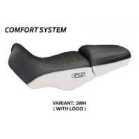 HOUSSE DE SELLE COMPATIBLE BMW R 1100/1150 GS (94-03) MODÈLE FIRENZE CARBON COLO - Couleur : BLANC, Type : CONFORT, Logo : AVEC LOGO