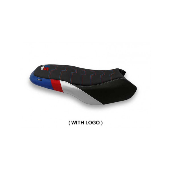HOUSSE DE SELLE COMPATIBLE BMW R 1200/1250 GS RALLYE (17-22) MODÈLE MAGHERNO - Type : STANDARD, Logo : AVEC LOGO, Couleur : COULEUR HP