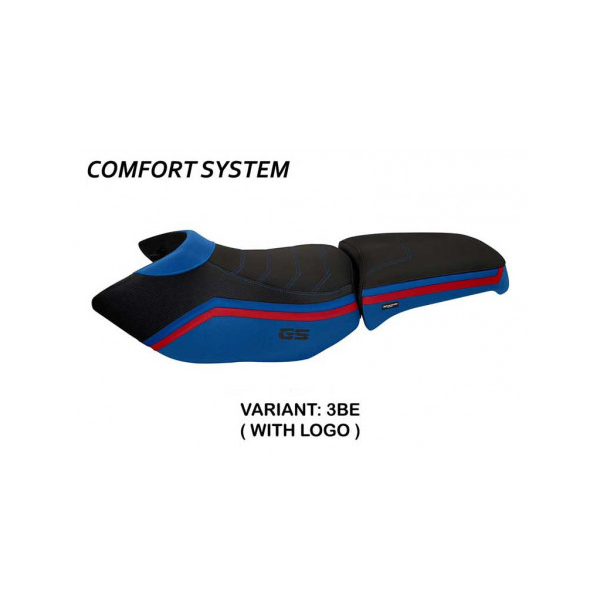 HOUSSE DE SELLE COMPATIBLE BMW R 1200 GS ADVENTURE (06-12) MODÈLE IONIA 1 - Couleur : BLEU, Type : CONFORT, Logo : AVEC LOGO