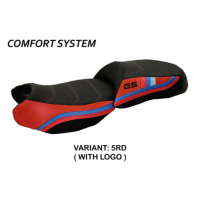 HOUSSE DE SELLE COMPATIBLE BMW R 1200 GS (13-18) MODÈLE EXCLUSIVE ANNIVERSARY - Type : CONFORT, Logo : AVEC LOGO, Couleur : ARGENT