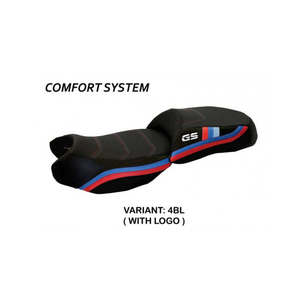 HOUSSE DE SELLE COMPATIBLE BMW R 1200 GS (13-18) MODÈLE EXCLUSIVE ANNIVERSARY - Logo : AVEC LOGO, Couleur : BLANC, Type : CONFORT