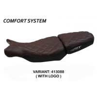 HOUSSE DE SELLE COMPATIBLE BMW R 1200 NINE T (14-22) MODÈLE BATEA - Type : CONFORT, Logo : AVEC LOGO, Couleur : MARRON FONCE