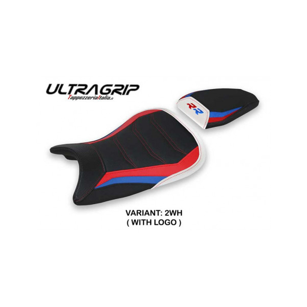 HOUSSE DE SELLE COMPATIBLE BMW S 1000 RR M-SPORT (19-22) MODÈLE BALTAR - Logo : AVEC LOGO, Couleur : BLANC, Type : ULTRAGRIP