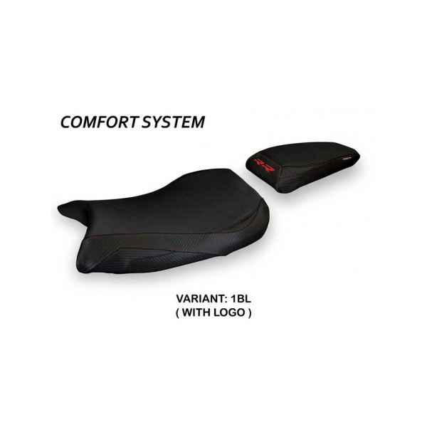 HOUSSE DE SELLE COMPATIBLE BMW S 1000 RR (19-22) MODÈLE DERUTA 1 - Logo : AVEC LOGO, Couleur : ARGENT, Type : CONFORT