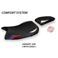 HOUSSE DE SELLE COMPATIBLE BMW S 1000 RR (19-22) MODÈLE DERUTA 1 - Logo : AVEC LOGO, Couleur : ARGENT, Type : CONFORT