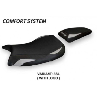 HOUSSE DE SELLE COMPATIBLE BMW S 1000 RR (19-22) MODÈLE DERUTA 1 - Logo : AVEC LOGO, Couleur : ARGENT, Type : CONFORT