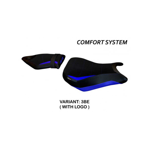 HOUSSE DE SELLE COMPATIBLE BMW S 1000 RR (15-18) MODÈLE VITTORIA 2 - Logo : AVEC LOGO, Couleur : BLEU, Type : CONFORT