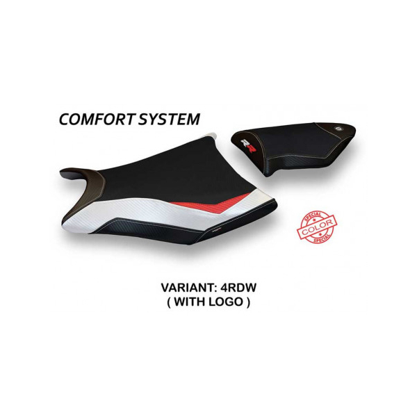 HOUSSE DE SELLE COMPATIBLE BMW S 1000 RR (09-11) MODÈLE ESSEN SPECIAL COLOR - Logo : AVEC LOGO, Couleur : ROUGE BLANC, Type : CONFORT