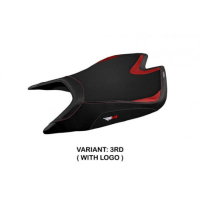 HOUSSE DE SELLE COMPATIBLE APRILIA RSV4 (21-22) MODÈLE LEON - Logo : AVEC LOGO, Couleur : ARGENT, Type : CONFORT