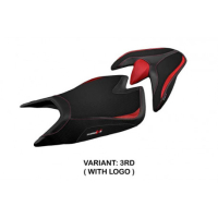HOUSSE DE SELLE COMPATIBLE APRILIA TUONO V4 (21-22) MODÈLE ZUERA - Type : CONFORT, Logo : AVEC LOGO, Couleur : ARGENT