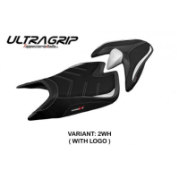 HOUSSE DE SELLE COMPATIBLE APRILIA TUONO V4 (21-22) MODÈLE ZUERA - Logo : AVEC LOGO, Couleur : ARGENT, Type : CONFORT