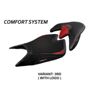 HOUSSE DE SELLE COMPATIBLE APRILIA TUONO V4 (21-22) MODÈLE ZUERA - Couleur : BLANC, Type : CONFORT, Logo : AVEC LOGO