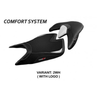 HOUSSE DE SELLE COMPATIBLE APRILIA TUONO V4 (21-22) MODÈLE ZUERA - Logo : AVEC LOGO, Couleur : BLANC, Type : CONFORT