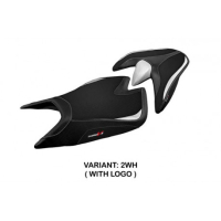 HOUSSE DE SELLE COMPATIBLE APRILIA TUONO V4 (21-22) MODÈLE ZUERA - Logo : AVEC LOGO, Couleur : BLANC, Type : CONFORT