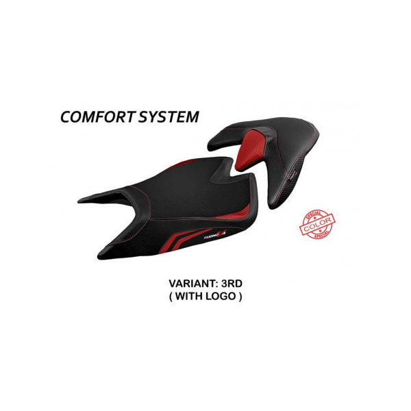 HOUSSE DE SELLE COMPATIBLE APRILIA TUONO V4 (21-22) MODÈLE ZUERA SPECIAL COLOR U - Logo : AVEC LOGO, Couleur : BLANC, Type : CONFORT