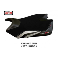 HOUSSE DE SELLE COMPATIBLE APRILIA TUONO V4 (11-20) MODÈLE VELVET COEN STANDARD, - Logo : AVEC LOGO, Couleur : NOIR, Type : STANDARD