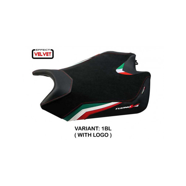 HOUSSE DE SELLE COMPATIBLE APRILIA TUONO V4 (11-20) MODÈLE VELVET COEN STANDARD, - Logo : AVEC LOGO, Couleur : ROUGE, Type : STANDARD