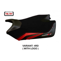 HOUSSE DE SELLE COMPATIBLE APRILIA TUONO V4 (11-20) MODÈLE VELVET COEN STANDARD, - Logo : AVEC LOGO, Couleur : ROUGE, Type : STANDARD