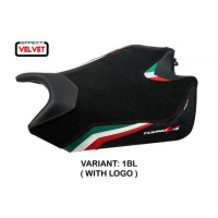 HOUSSE DE SELLE COMPATIBLE APRILIA TUONO V4 (11-20) MODÈLE VELVET COEN STANDARD, - Logo : AVEC LOGO, Couleur : BLANC, Type : STANDARD 