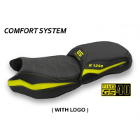 HOUSSE DE SELLE COMPATIBLE BMW R 1250 GS (19-22) MODÈLE ADALIA - Logo : AVEC LOGO, Couleur : JAUNE, Type : CONFORT 