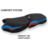 HOUSSE DE SELLE COMPATIBLE BMW R 1250 GS ADVENTURE (19-22) MODÈLE RACCONIGI - Couleur : BLANC, Type : CONFORT, Logo : AVEC LOGO